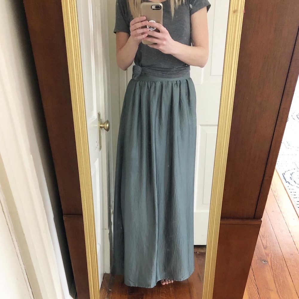 Long Silky Green Skirt